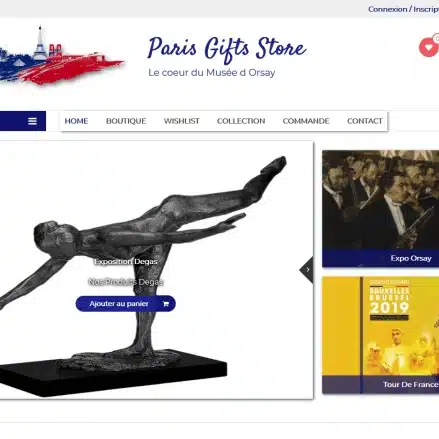 Accueil Paris Gift Store, boutique en ligne de souvenirs de Paris