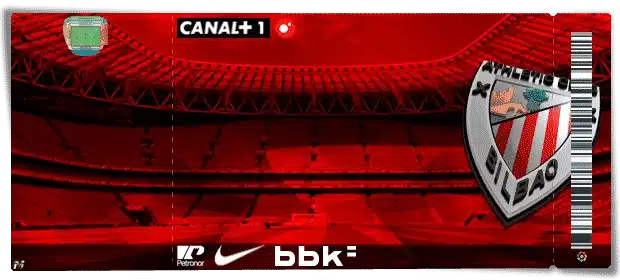 Ticket pour le club espagnol Athletic Bilbao. S'affiche dans le jeu Fifa Manager lors des matchs à domicile de ce club