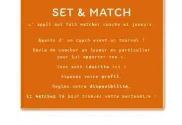 Accueil du site Set & Match, mettant en relation coachs et tennismen et tenniswomen